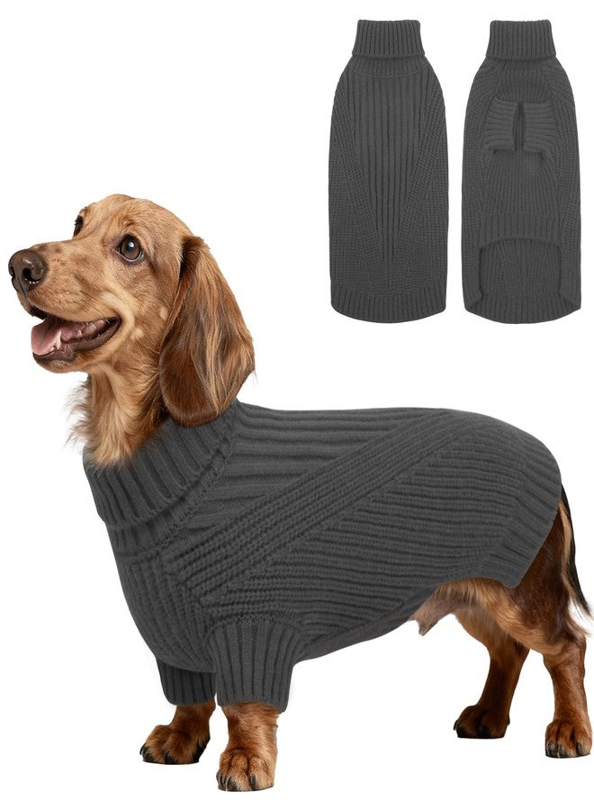 ADNIKIA Small Dog Sweater, Turtleneck Sweaters for Small Dogs Male, Cable Knit Clothes for Cold Weather, Comfy Dog Cold Sweater, Warm Sweatshirts Outdoor Grey Christmas - Image 1
